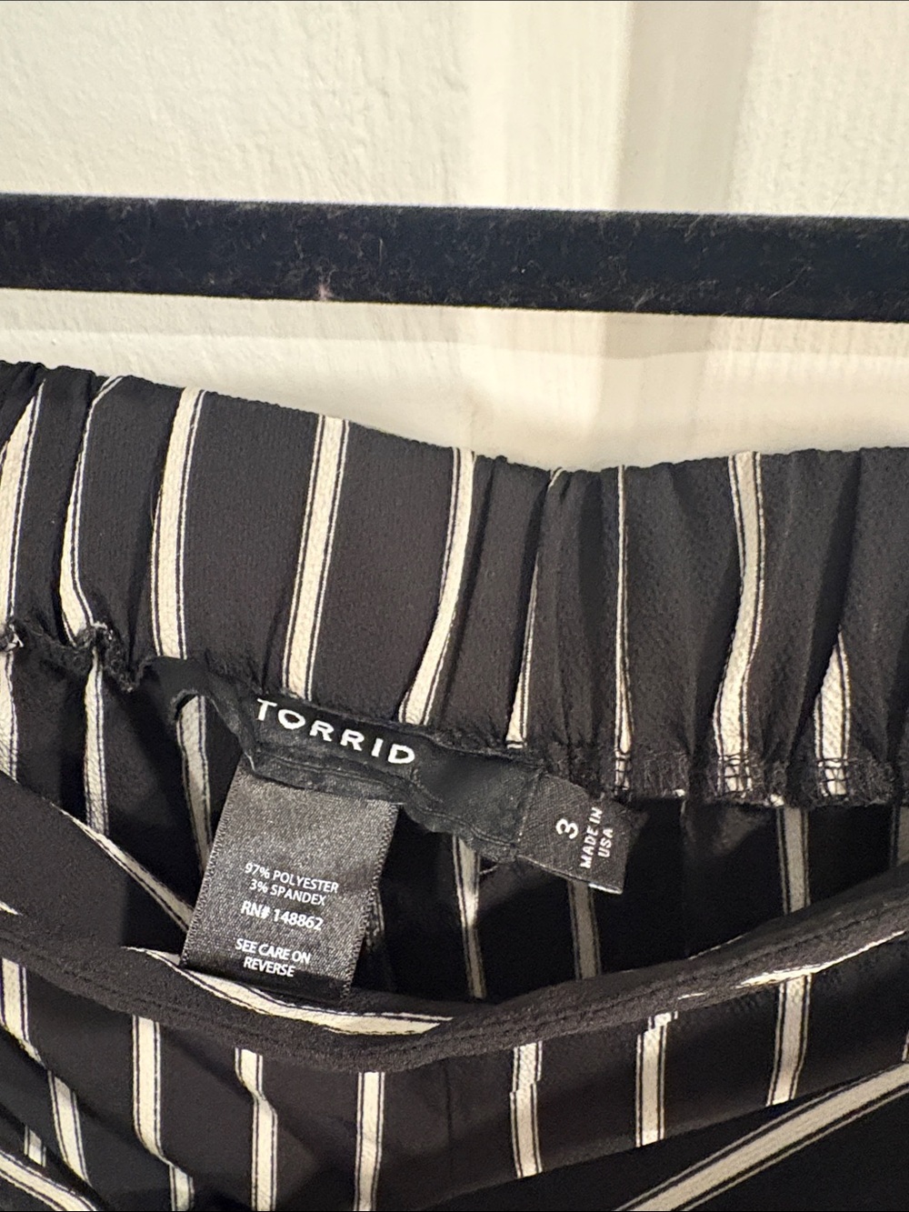 torrid Black and White Vertical Stripe Tie-Waist Pants - Picture 2 of 2